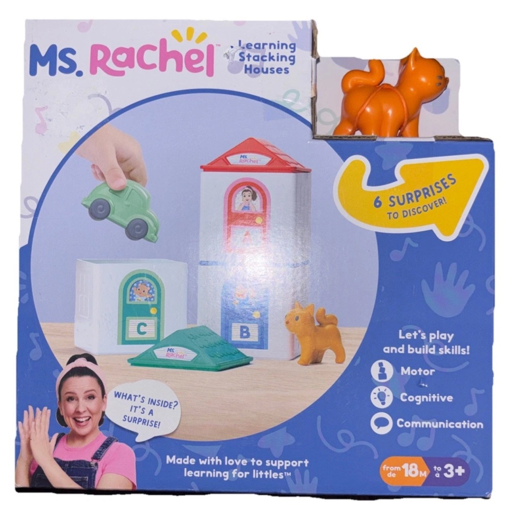 Rachel Learning Stacking Houses Toy Set - Red, Green, Orange